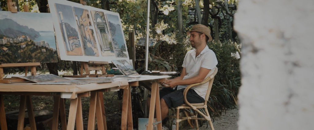A painter during a wedding in amalfi coast