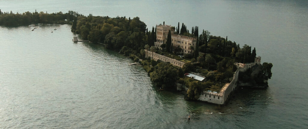 isola del garda a view from drone