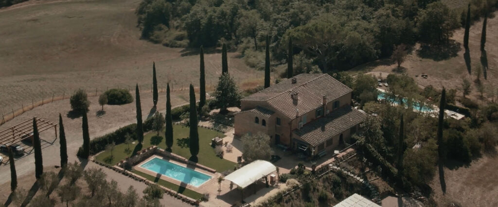 aerial view of affordable villa in tuscany