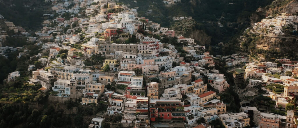 aerial view of positano, villa san giacomo