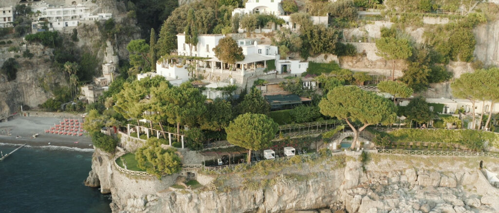 villa tre ville, positano, aerial view