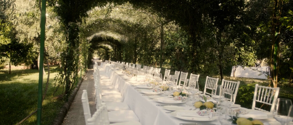 table for dinner inside villa zagara