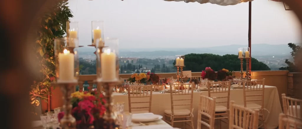 table for diner at villa le fontanelle florence