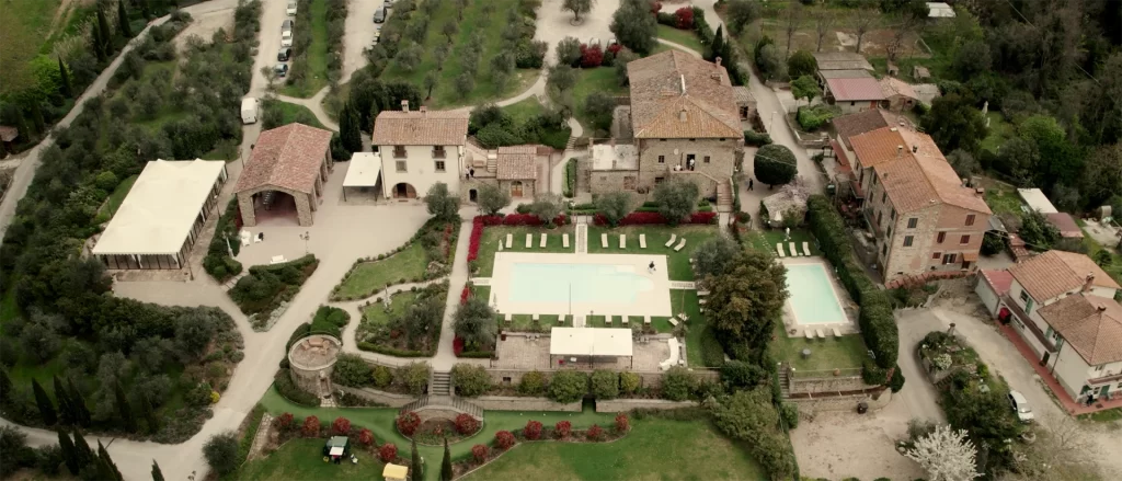 aerial view of villa baroncino in umbria