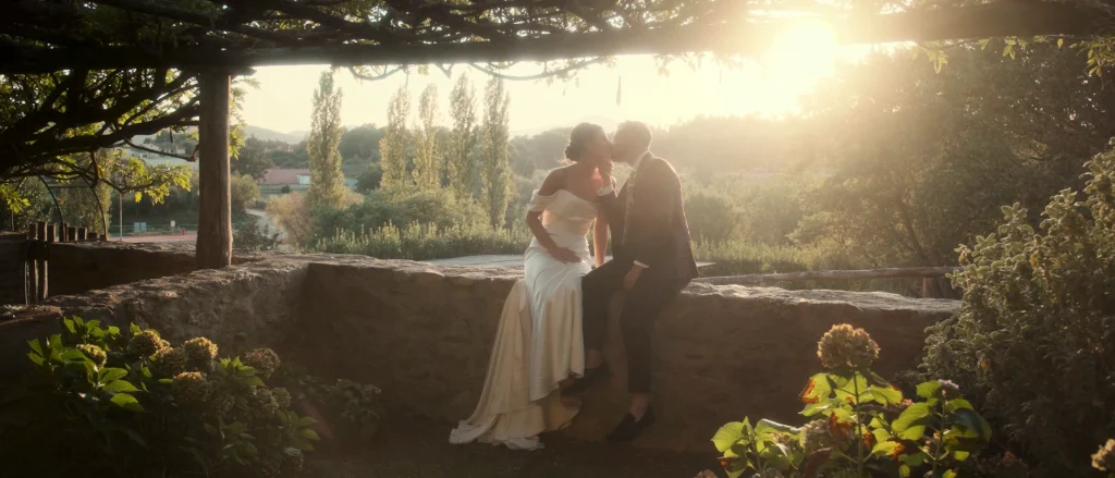 Bride and Groom kissing 