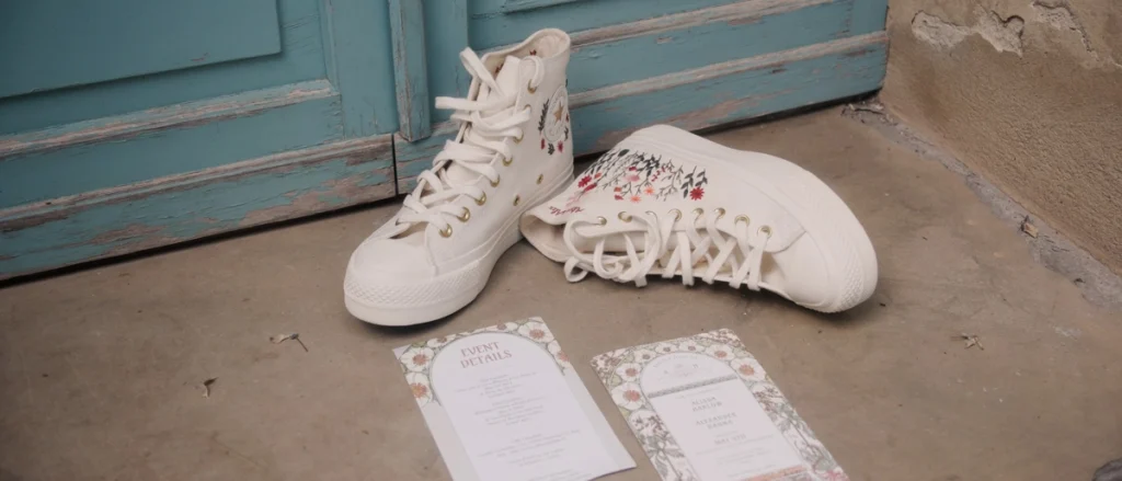 Wedding shoes and wedding invitations