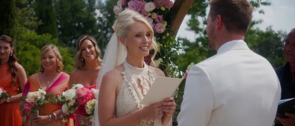 The bride reading her wedding vows