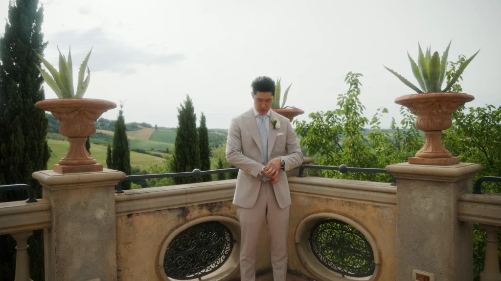 The groom waiting for his bestmen