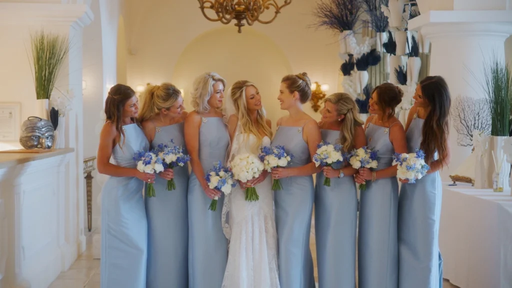 The bride and her bridesmaids