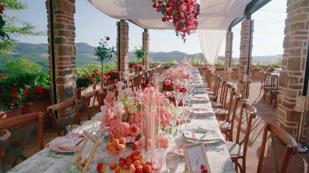 Wedding table set in Tuscany