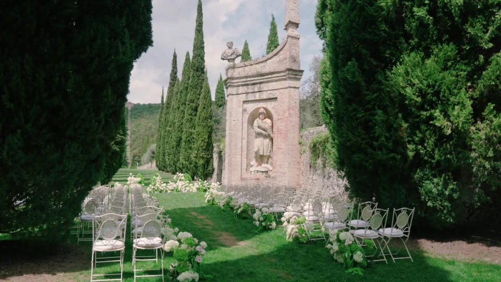 Wedding ceremony set at villa Cetinale