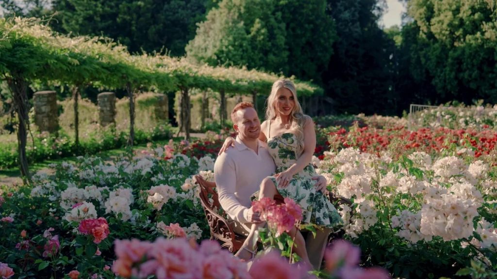 The bride and the groom chilling in an italian garden