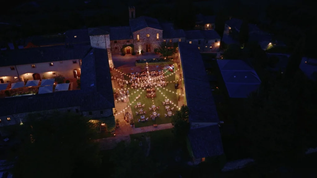 Drone shot of Castello di Casole 
