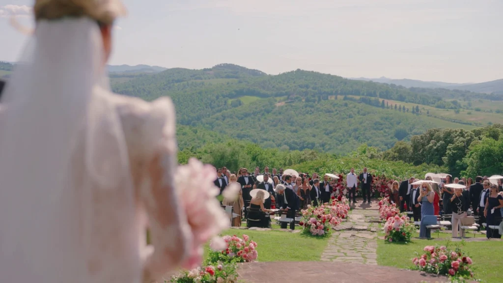The bride arrives at the ceremony