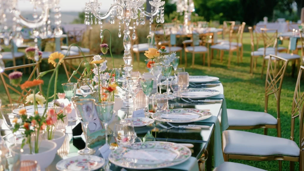 Wedding table setting inTuscany