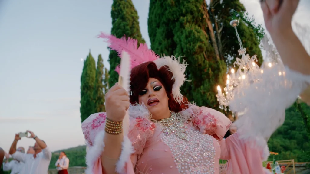 A drag queen performing during the wedding