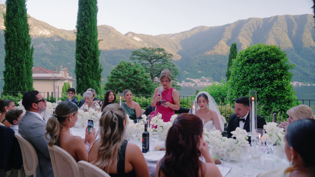 The bride's mom giving a speech