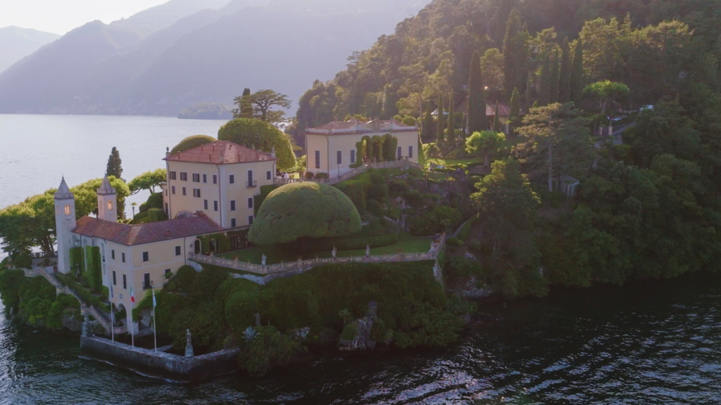 Aerial shot of the wedding venue