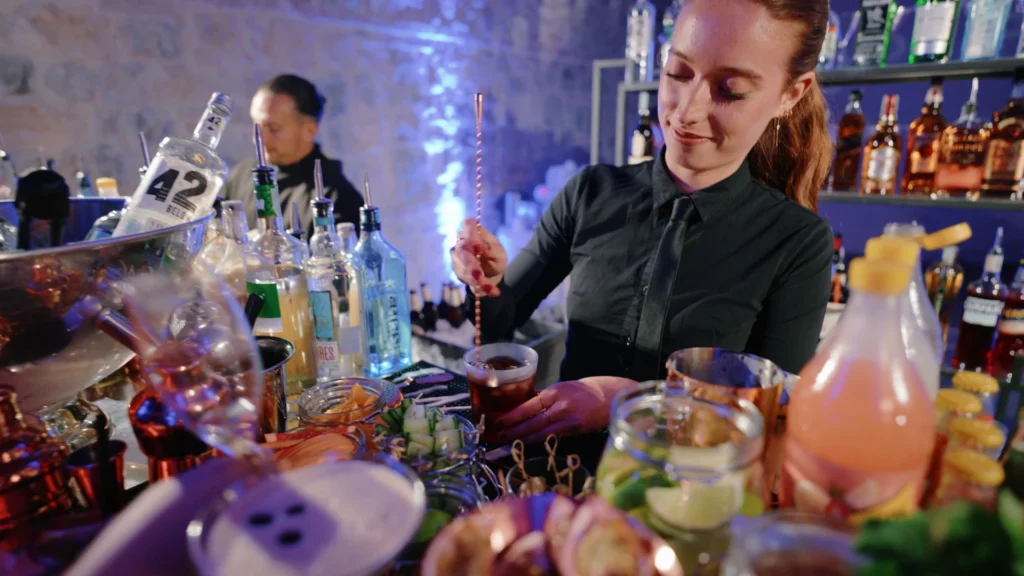 Bartender making a drink
