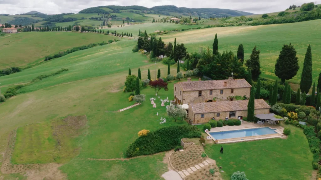 Aerial shot of Villa Apparita