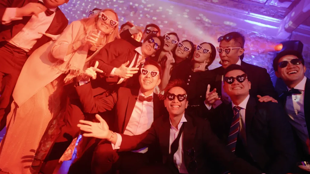 The guests having fun during the wedding party