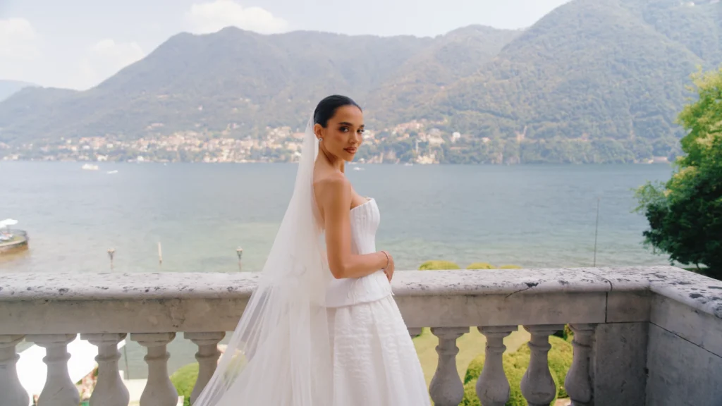 The bride on a terrace on Lake Como