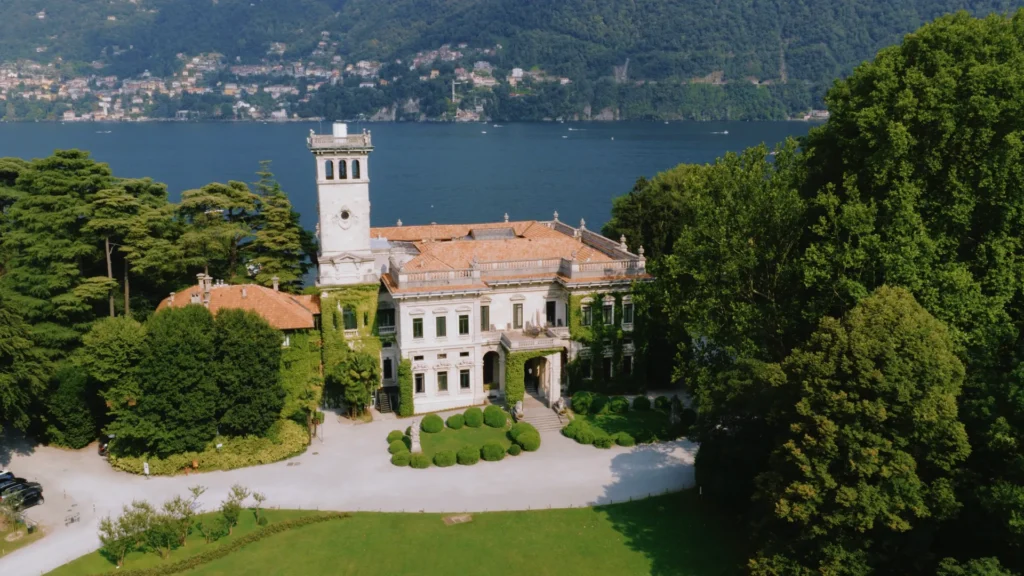 Aerial shot of view of Villa Erba